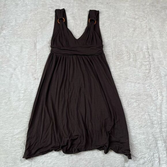 Vintage Y2K Victorias Secret Midi Brown Boho V Neck Chic Dress - Picture 1 of 7